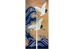 LIGICKY Noren Japanese Style Doorway Curtain Crane Printed Cotton Linen Window Treatment Door Tapestry for Home Decoration 85 x 180 cm