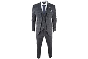 TRUCLOTHING Costume pour Homme Tweed à Chevrons 3 pièces Marron Style Classique Vintage Coupe ajustée Mariage soirées Blinders