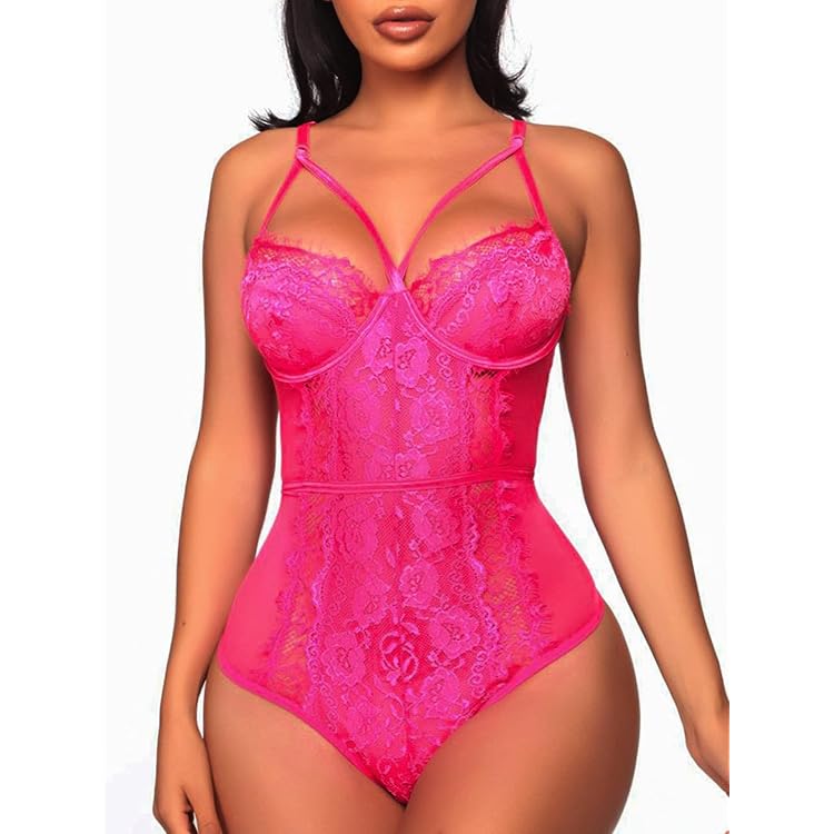 Body Femme Sexy Dentelle Transparente - Bretelles Spaghetti - Dos Nu - Pour Soirée Ou Club - Maille Florale