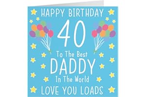 Hunts England Daddy 40th Birthday Card - Happy Birthday - 40 - To The Best Daddy In The World - Love You Loads - Iconic Collection - Standard - 148 x 148 mm