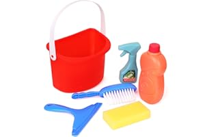 PLAYKIDZ Playkidiz Kids Cleaning Set, 6Pcs – Cleaning Pail Set Includes Spray, Sponge, Squeegee, Brush, and Storage Bucket, Play Helper Realistic Housekeeping Set, Recommended for Ages 3+