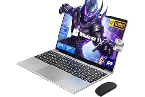 XUEMI Ordinateur Portable 15.6 Pouces, PC Portable Gamer Win 11 Pro, 16 Go RAM 256 Go SSD / TF 1 TB, Celeron N4000, 1920 x 1080 IPS, 5G WiFi, Bluetooth 5, MINI HDMI, Ordinateur Pas Cher avec Souris sans Fil