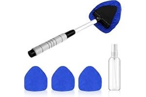 ZKFSIE 5 Pcs Windscreen Cleaner Tool Car Window Cleaner, 3 Reusable Microfiber Pads Windshield Cleaner Tool, Window Cleaner Tool Window Cleaning Kit for Inside Glass Cleaning (Blue)