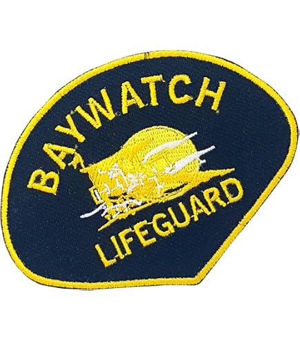 2 Patch Baywatch Beach Patrol - Grandi 90mm - Iron On - Adesivi Termoadesivi Per Abbigliamento