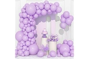 OUSUGA Globos Morados Pastel, 106 Piezas 5 10 12 18 Pulgadas Arco Guirnalda de Globos Morados Claro Liac con Cinta para Niñas Mujeres Fiesta de Cumpleaños Decoraciones Baby Shower Boda Aniversario Bautizo