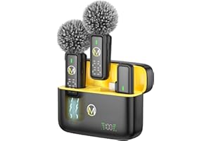 HMKCH Wireless Lavalier Mikrofon für iPhone iPad mit Digital Display Ladekoffer, winddichtes Anti-Noise-Ansteckmikrofon Wireless für Vlog YouTube Videoaufnahme (2TX + 1RX)