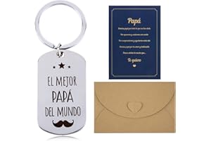 GEBETTER Regalo Día Padre 1*Llavero Original + 1*Tarjeta Felicitación Papá Te Quiero + 1*Sobre Marrón, Regalo para el Mejor Papá del Mundo, Regalo Padre Navidad Cumpleaños Hombre (Papá)