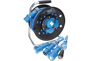 CEE-Campingkabeltrommel Kabeltrommel KTP Campingkabel Wohnmobil-Kabel Caravantrommel Polyurethan H07BQ-F 3G 2,5mm² 25 Meter im Set mit Adapter und Anschlussleitung 1,5 Meter von KALLE DAS KABEL