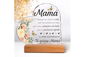 Vetbuosa Regalo Madre Día de la Madre - Placa Acrílica Corazón con Frases Bonitas, Regalo de Reyes Magos para la Mamá, Regalos para Mamá en Día de la Madre (Decoración con Flores y Mariposas)