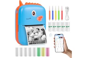 GuKKK Mini Impresora para Movil, Impresora Fotográfica, Portátil Impresora Termica, BT Inalámbrico Impresora Térmica con 13 Rollos de Pape, para Movil Impresora Fotos, para Lista Fotos Nota (C)