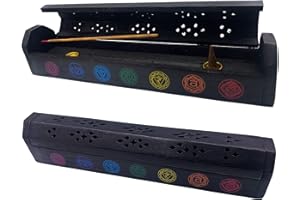 Snadi - Ręcznie Robiony Podpalacz Kadzideł (Kadzielnica) | Drewniane Pudełko | Wzór Czakr | Ręcznie Robiony w Indiach | Ciepło i Spokój | 30.5 x 6.2 x 5.5 cm | Dekoracyjny i Funkcjonalny