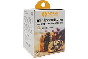 Adpan - Mini Panettones Sin Gluten y Sin Lactosa con Pepitas de Chocolate – Estuche de 2 x 100g (200g) - Delicioso Panetone Dulce Navideño (Sin Pasas Ni Fruta Confitada)