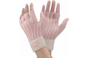 FCHUI Winter Fingerless Gloves - Women Warm Knit Half Fingers Mittens Thermal Fingerless Gloves Ladies Half Fingers for Running Sking