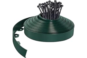 WIEERDA Lawn Edging, 10m Garden Edging Border with 30 Pegs, 5cm High Plastic Flexible Landscape Lawn Edging Strip for Flower Beds Edging, Grass Edging, Lawns and Paths