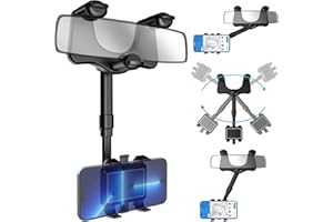 SXhyf Supporto Telefono Specchietto Retrovisore, 2023 Supporto Telefono Auto Ruotabile e Retrattile, Telefono Cellulare Auto Adatto per iPhone 14 15 Pro 14 Max Samsung Tutti i Telefoni (Nero)