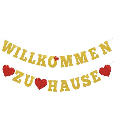 Willkommen Zuhause-Girlande Mit Glitzer – 1,7 M Langes Partybanner – Wiederverwendbar – Für Heimkehrer Und Feiern