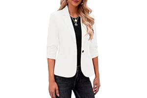 Roskiky Blazer élégant pour femme, veste à manches 3/4 d’affaires, look décontracté, costumes pour bureau
