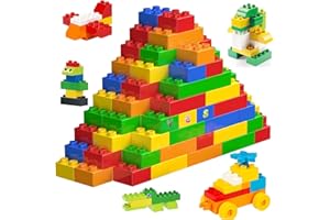 Cabeeskii Große Bausteine 198 Teile Steine in 11 Farben und 11 Maße kompatibel mit Duplo und Allen führenden Marke Bunte