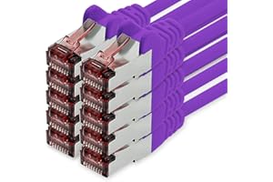 freiwerk Cable de red Cat.6 2m púrpura - 10 x Cable Ethernet Lankabel Cat6 Lan Cable de red Sftp Pimf Patch Cable 1000 Mbit s compatible con Cat5 Cat5e Cat6a Cat7 Cat8