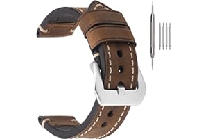 EACHE Vintage Leder Uhrenarmband Crazy Horse & Öl Wachs Herren Ersatz Uhrenarmband Armbänder Leder Mehrere Optionen für Farbe und Breite (20/22/24/26mm)…