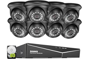 SANNCE 2MP Kit de Cámara de Vigilancia 8CH DVR y 8 Cámaras de Video Vigilancia IP66 Impermeable Visión Nocturna - 1TB HDD