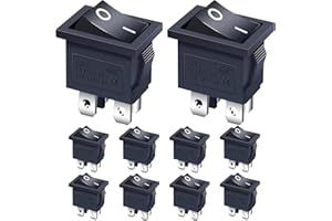 Taiss 10 pezzi interruttore a bilanciere 2 posizioni DPST ON OFF 4 Pin mini Interruttore a Levetta 10A 220-250VAC Universale,per Auto,Camion,Elettrodomestici KCD1-4-201-BK
