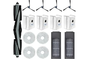 Odashen Lot de 15 accessoires de rechange pour aspirateur Ecovacs Deebot X2 / X2 Omni / X2 Pro / DEX86, 1 brosse principale, 4 brosses latérales, 2 filtres HEPA, 4 sacs à poussière, 4 chiffons