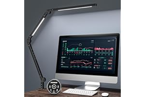 Desk Lamp EYOCEAN LED Desk Light with Clamp Eye-Care Desk Lamp for Home Office Dimmable High Brightness&Color Mode Swing Arm Lamp, Desk Light with Remote Controller 12W Task Lamp Crafting Lighting