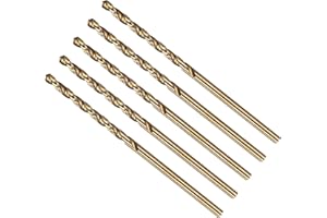METALLIXITY 2mm Micro Drill Bit (#47) 5Pcs, 4341 High-Speed Steel Straight Shank 118° Gold for Drilling Low-to-medium Hardness Metal Copper Aluminum Plastic Wood