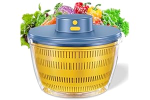 TBRFP Electric Salad Spinner Large,4L Large Capacity Fruit Vegetable Strainer Spinner,USB Electric Salad Lettuce Spinner,Automatic Compact Salad Cleaner and Dryer for Home Kitchen(Blue)