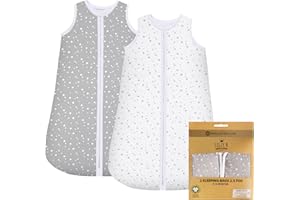 Lilly B. Unisexe 2,5 tog Gigoteuse pour bébé 6-18 Mois pour Toutes Les Saisons 100% Coton Sac de Couchage en Mousseline 6-18 Mois Doux, Confortable et Respirant pour Votre bébé (étoile)