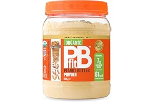 PBfit Organic Peanut Butter Powder - 87% Less Fat, High Protein, Gluten Free, Natural and Organic Nut Butter Spread - Powdered Peanut Butter from Real Roasted Pressed Peanuts - 850g