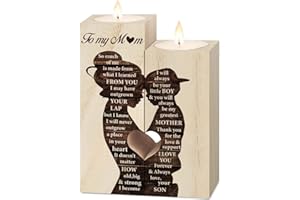 VETBUOSA Mum Birthday Gifts, Christmas Best Gift for Mum Candlestick Candle Holder, Mother Presents from Son, Xmas Presents for Mummy,Stepmum,Mother in Law on Her Birthday, Heart-shaped