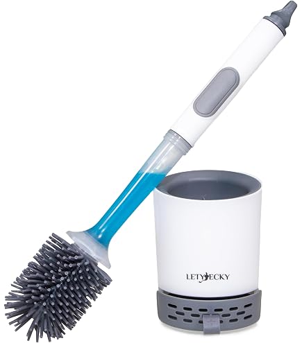 Scopino per WC (1 confezione) da 40 cm con manico curvo, pulisce