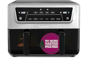 Cuisinart XXL10.4L Air Fryer with 2 x 5.2L Drawers |PFAS Free|Chemical-free cooking | Air Fry, Roast, Grill, Bake, Dehydrate, Max Crisp, Keep Warm | Dual Zones - cook 8+ portions|Dishwasher Safe