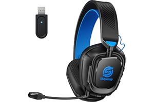Skapendy Wireless Gaming Headset for PC, PS5, PS4-2.4GHz Lossless Audio USB & Bluetooth Gaming Headphones, Low Latency Headphones with Mic, 50Hrs Battery Life - For Mac, Tablets, Switch, Mobile