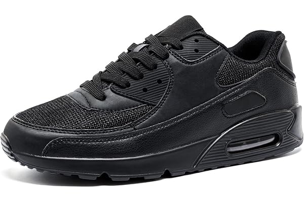 Baskets Homme Femme Chaussure de Course Chaussures de Sport Fitness Sneakers Légères Chaussures d'Athlétisme Noir Blanc EU36-47