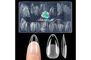 UNA GELLA Medium Mandel Nail Tips, 12 Größen 120 Stück Almond Full Cover Soft Gel Nägeltips, Klare Acryl Fake Nails für DIY & Salon