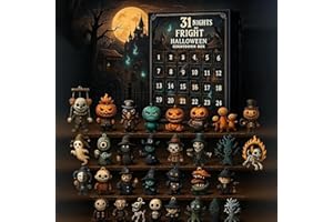 Sorfapox 31 Nights of Fright Halloween Countdown Box, Halloween Advent Calendar 2025, Scary Doll Collectible Horror Figures, Hanging Charms & Mini Decorations (31 Days)