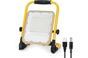 Aigostar Foco LED Bateria 50W,Foco LED Recargable Portátil,Luz de Trabajo,Impermeable IP65,Función SOS,Uso para Interior y exterior:Garaje,Camping,reparación de coches,obra,emergencias
