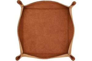 MARUSE Porta Oggetti e Svuota Tasche in 100% Vera Pelle Pieno Fiore - Fatto a Mano in Italia da Esperti Artigiani - con Cuciture a Mano e Interno in Pelle Scamosciata - Color Corda