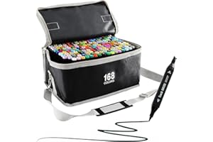 Ordeluxe 80/120/168 Colori, Pennarelli Punta Grossa, Pennarelli Doppia Punta, Asciugatura Rapida in un Secondo, Marker Pennarelli da Disegno per Studenti, Fumettisti, Artisti (168)