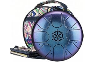 LULUPILA Zungentrommel 5 Zoll 8 Tone | Steel Tongue Drum | Handpan für Meditation & Entspannung, Yoga, Familienaktivitäten | Garden Regen Trommel Instrument (Blau)