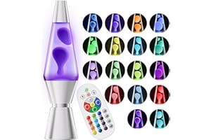 Soarling Lampe a Lave à 17 Couleurs Changeantes, 14,5" Lampe Chevet avec Télécommande, Lampes à Mouvement Liquide pour Enfant et Adulte, Lampe Ambiance Décoratif pour Noël, Anniversaire, Fête, Argent