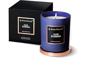 Aroma Naturals Luxury Scented Candle, 215g, 35 Hours Burning Time,Natural Soy Wax, Home Fragrance Decor Gift, Medium Jar (Lilac Blossom)