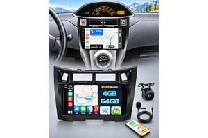 Hikity Android 15 4+ bilradio carplay för Toyota Yaris/Vitz 2005–2011 Aves 9 tum pekskärm, Auto Radio Aves trådlös Carpla