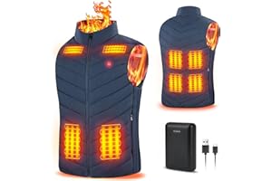 Rrtizan Gilet Chauffant Hommes et Femmes avec 10000mah Batterie, Gilet électrique USB avec 12 Feuilles de Fhaleur, Veste Thermique Chauffante Sans Manches, Gilet Chauffant Lavable
