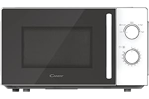 Candy Idea CMW20SMWLI Four Micro-ondes 700 W 20L, Fonction Décongélation, Plateau Tournant en Verre, 5 Niveaux de Puissance, Blanc et Noir, Design élégant