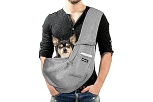 Lyneun Trasportino per cani da 6 kg, trasportino per cani e gatti, a mano libera con tracolla regolabile, trasportino per cuccioli in rete traspirante per passeggiate e viaggi all'aperto (Grigio)