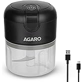 AGARO Elite Rechargeable Mini Electric Chopper, Food Grade Bowl, Stainless Steel Blades, Rechargeable, One Touch Operation, f